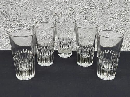 Set 5 Vasos Acanalados Vintage Cristalería De Bar 70s 80ml Transparente