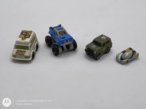 Lote 4 Mini Carritos Micro Machines Moose De Los 80's 90's Lote 4 Mini Carritos Micro Machines Moose De Los 80s Verde Azul Blanco Plateado