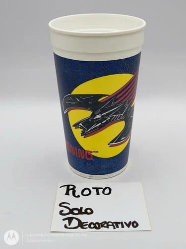 Pepsi Vaso Vintage Batman Batwing Retro 80's Con Detalle Azul, Amarillo Con Blanco — Coleccionables vintage, años 80s