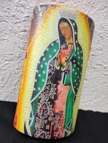 Teja Decorada Con Imagen De La Virgen De Guadalupe 18.6cm Colores Terracota