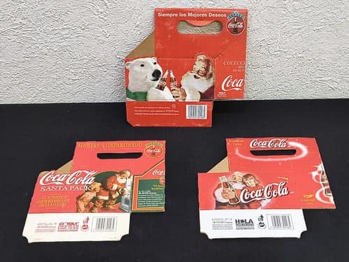 Navidad Coca Cola 90's Cajas Vacías Vintage Botellas 3-pack — Coleccionables vintage, años 90s