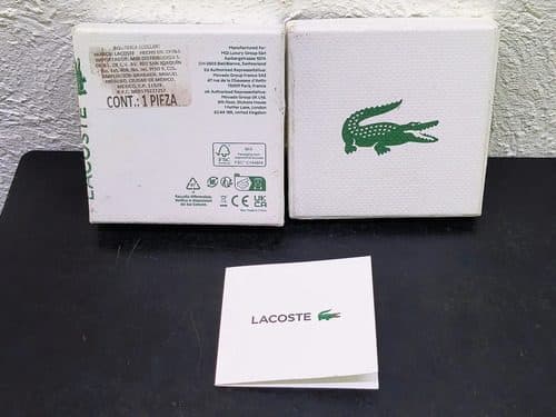 Caja/estuche Para Joyería Marca Lacoste Original Usado Blanco Con Verde