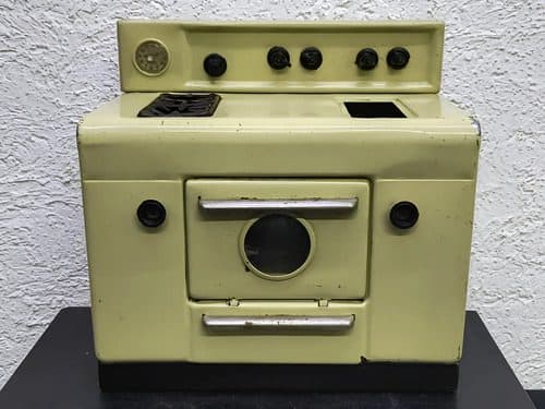 Mini Estufa De Lámina Vintage 60's Ward Amarilla Juguete Amarillo