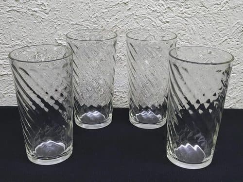 Set Vasos Cilíndricos Torneados Cristal 80's Vintage 250ml Transparente