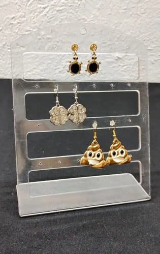 Exhibidor Aretes Placa Transparente Acrílico 18cm Lote 24pzs Blanco