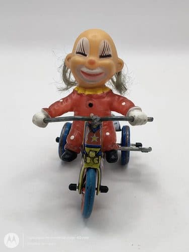 Figura Payaso En Triciclo De Hojalata 70's Vintage Coreano