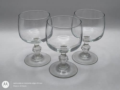 Set 3 Copas De Vino/agua De Cristal Vintage Francés Defecto Transparente