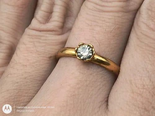 Anillo Solitario De Compromiso Zirconia Chapa De Oro Usado#8 Dorado 8 — Coleccionables vintage