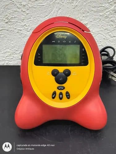 Radio Reloj Vintage Mickey Mouse Disney Memorex Dcr-5000-c Rojo Con Amarillo