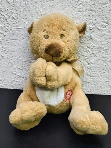 Oso De Peluche Con Moño Musical Funcionando Usado Marrón Claro — Coleccionables vintage, años 90s