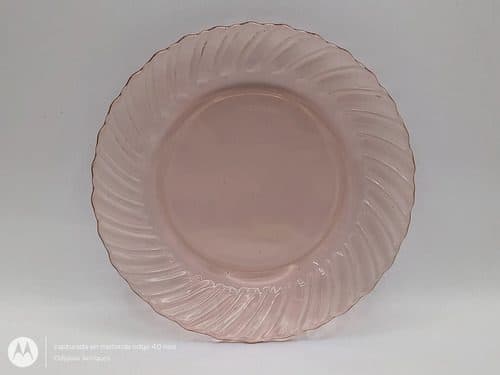 Plato Plano Fortecrisa Vidrio Rosa 18cm Vintage 70s Original Rosa Pálido Plato Plano Fortecrisa Vidrio Rosa 18cm Vintage Años 70's Original