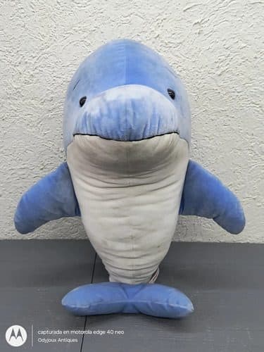 Delfin De Peluche Marca Schaffer Hecho En Indonesia 33cm Azul Con Blanco — Coleccionables vintage