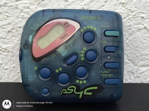 Radio Sony Psyc Am/fm Y Reloj Srf-psy04 Vintage De Colección Azul Petróleo