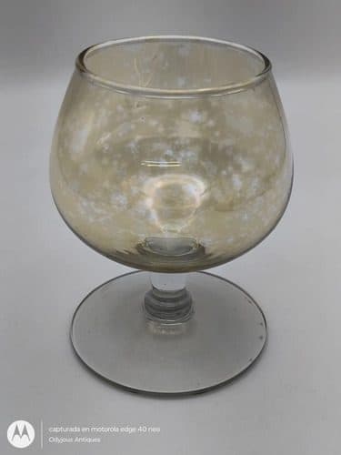 Copa De Cristal Antigua Para Brandy Deslavada Vintage 90ml Ámbar Deslavada