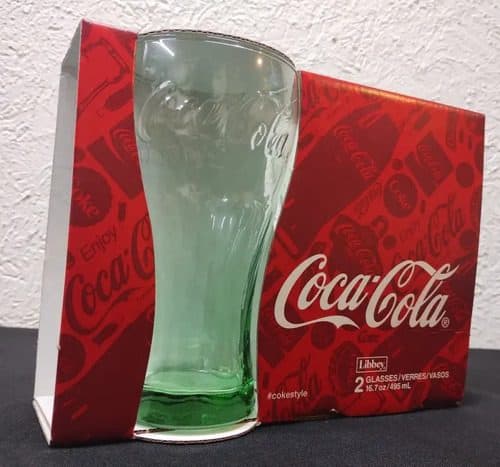 Vaso Coca Cola Retro-vintage Verde De Vidrio Set 2pzas 495ml Verde — Coleccionables vintage, años NOW