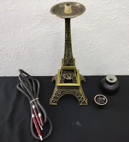 Figura Torre Eiffel Paris Tiporetro Juego Cachimba 2pz Usado Oro Antiguo