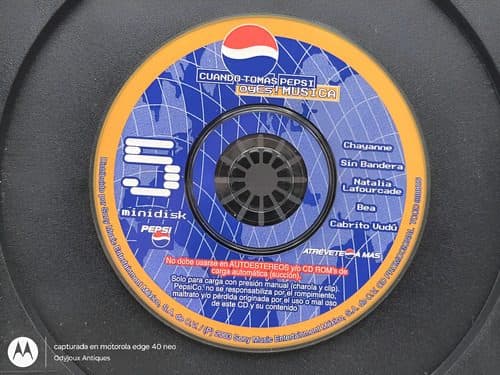 Minidisk Promocional Pepsi #5 Año 2003 Retro Solo Disco