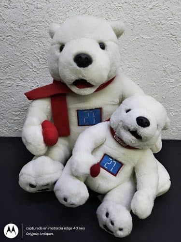 Peluches Osos Polar Papa Hijo Coca Cola Tesoro De La Navidad Blanco — Coleccionables vintage, años 90s