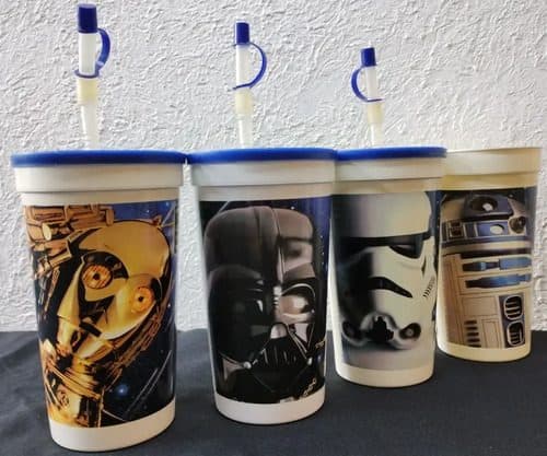 Vasos Tapa Pepsilindros Pepsi Star Wars Trilogía 1997 4 Pack Blanco Con Azul — Coleccionables vintage, años 90s