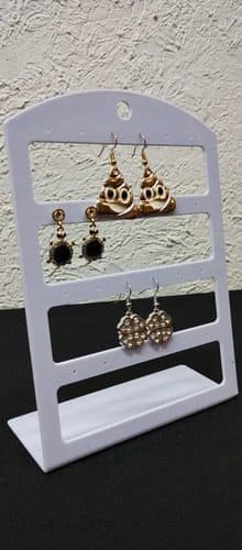 Exhibidor De Aretes Placa Blanco De Acrílico 19cm Lote 16pzs Blanco