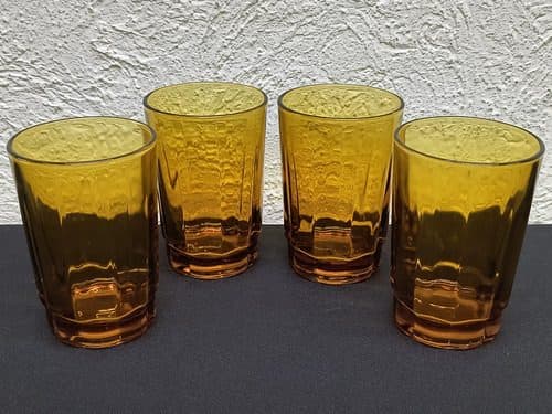 Set Vasos De Cristal Ámbar Vintage Kim Indonesia 4pack 150ml Ámbar