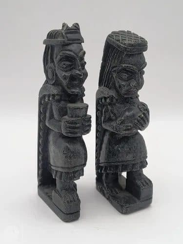 Par D Esculturas Prehispánicas Artesanales Obsidiana Antigua Negro