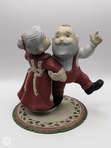 Escultura Musical Señor Y Señora Noel Navidad Bailando Retro Rojo