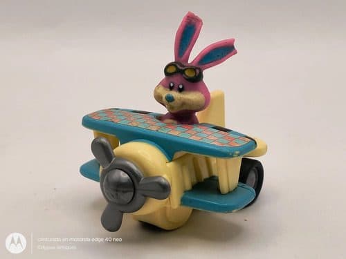 Figura Muñeco Conejo Rosa Piloto De Avión Retro 90's — Coleccionables vintage, años 90s