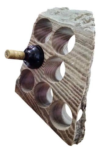 Cava De Mármol Artesanal Con Onix 9 Orificios Para Botellas Beige Con Chocolate