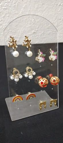 Exhibidor Aretes Placa Transparente Acrílico 18cm Lote 20pzs Blanco — Coleccionables vintage
