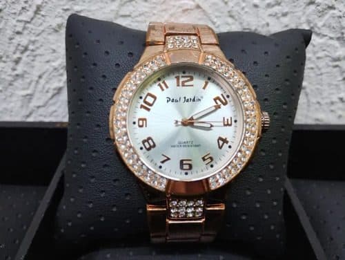 Reloj De Pulso Paul Jardin Metálico Dorado Rosado Original Dorado Rosado Blanco — Coleccionables vintage