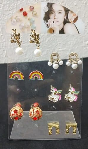 Exhibidor Aretes Placa Transparente Acrílico 18.5cm Lote 7pz Blanco — Coleccionables vintage
