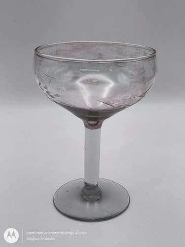 Copa De Cristal Grabado Rosado Champagne/sidra Vintage 180ml Rosa Claro