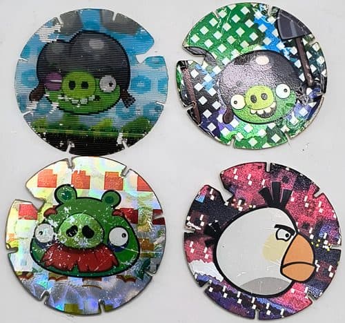 Vuela Tazos Angry Birds Año 2012 #30 #83 #89 #210 4-pack — Coleccionables vintage, años NOW