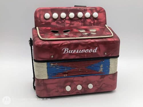 Acordeón Vintage Burswood Para Niños 3 Bajos 7 Notas Detalle Rojo