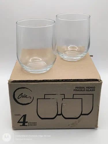 Vasos De Vidrio Crisa Tipo Copa De Agua 4pz De 497ml En Caja Transparente