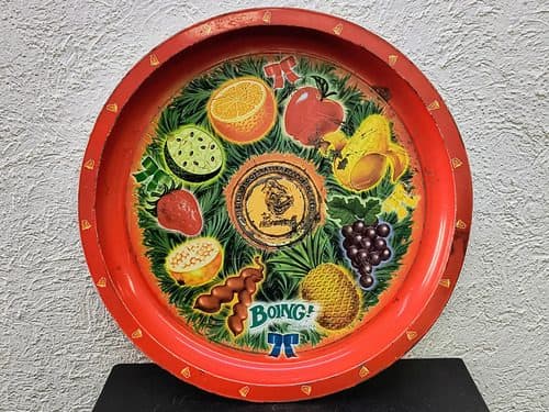 Charola Metálica Vintage Refrescos Boing De Frutas 60's Rojo