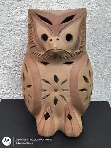Figura Decorativa De Búho Hecha En Barro Lámpara Para Vela Marrón Claro