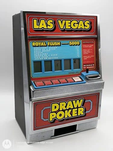 Máquinita De Póker Las Vegas Royal Flush 5000 Retro 1991 Negro Máquina De Póker Las Vegas Royal Flush 5000 Retro 1991 No Funciona Inglés — Decoración vintage, años 90s
