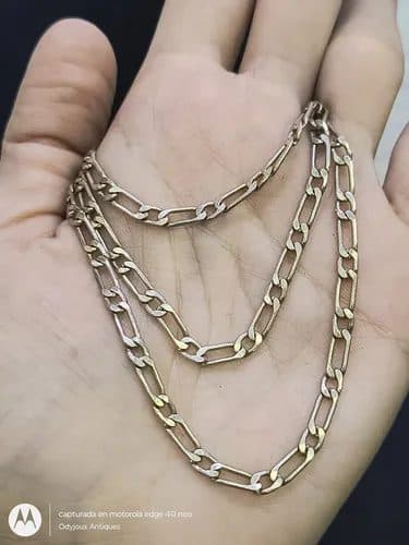 Cadena De Eslabones 1x1 De Latón Con Baño De Plata Joyeria Plateado — Coleccionables vintage