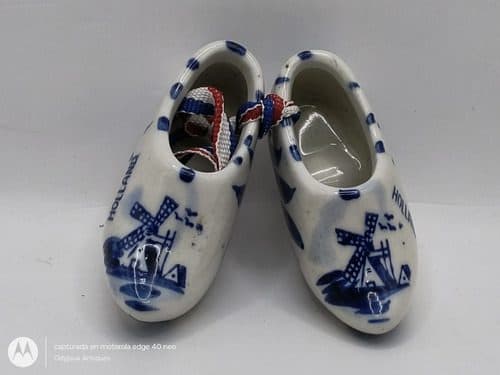 Figura Mini Zapatos Suecos Porcelana Vintage Holandasouvenir