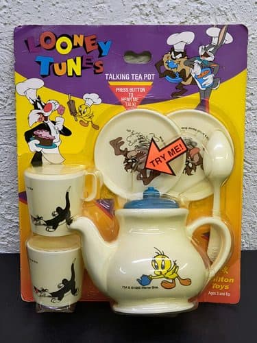 Juego De Té Looney Tunes Talking Tea Chilton Toys 1995 Retro Amarillo — Decoración vintage, años 90s