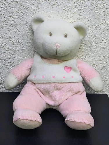 Oso Blanco De Peluche Con Pijama Mameluco Rosa Usado Rosa — Coleccionables vintage, años 90s