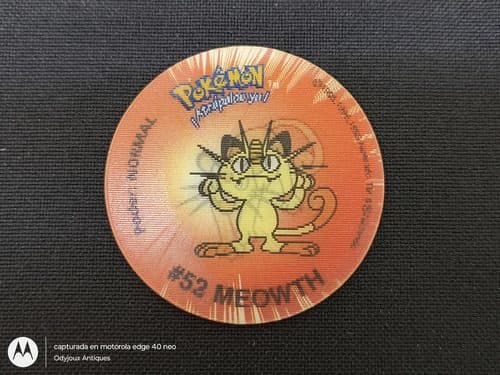 Tazo Pokémon 1 Lenticular 2d #52 Meowth Tazos2 1998 Rígido