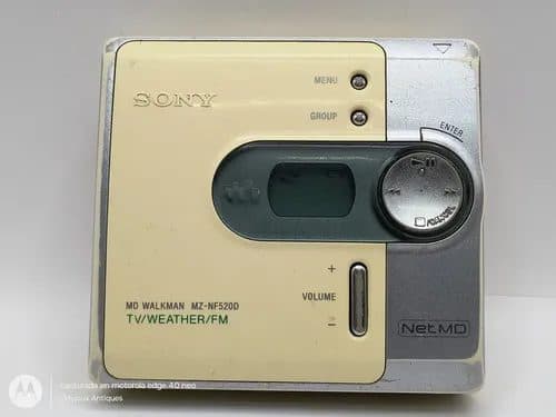 Minidisc Sony Mz-nf520d Funcionando Con Detalle Reparar Blanco — Decoración vintage, años NOW