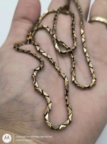 Cadena De Eslabones Plana D Cobra Latón Baño Dorado Fantasia Dorado Oscuro Dorado — Coleccionables vintage