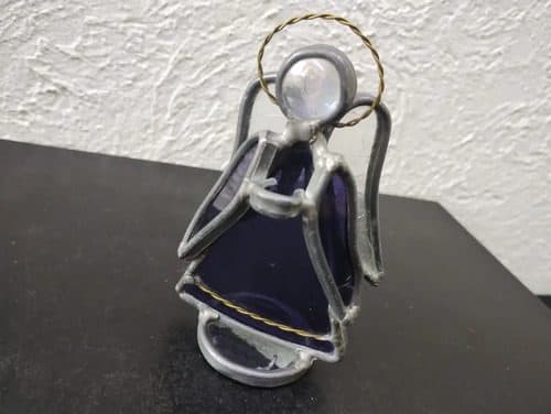 Figura Angelito De Vitral Azul 11cm Usado Azul — Coleccionables vintage