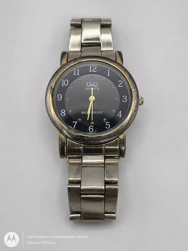 Reloj Q&q Quartz Water Resist 3 Bar Q315-005yh Vintage Mujer Plateado Dorado Negro — Coleccionables vintage