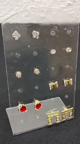 Exhibidor Aretes Placa Transparente Acrílico 13cm Lote 30pzs Blanco — Coleccionables vintage