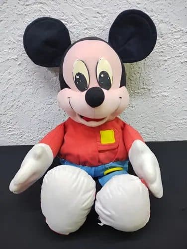 Peluche Mickey Mousse Disney Mattel Aprendizaje Vintage 1992 Azul Con Rojo Y Amarillo